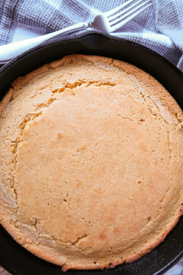 overhead shot of the easy skillet cornbread