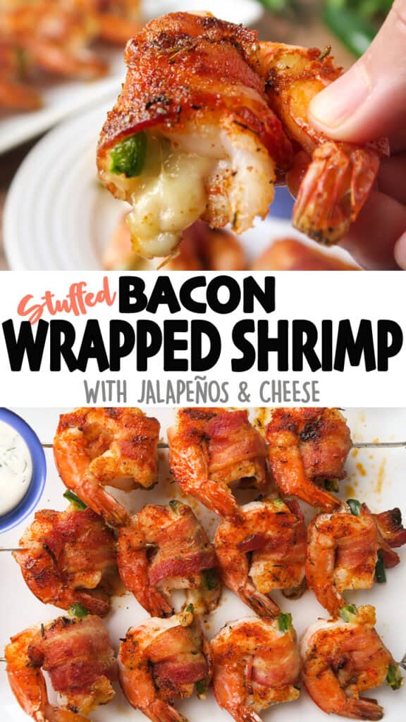 Bacon Wrapped Shrimp stuffed with Jalapeños and Pepper-Jack Cheese