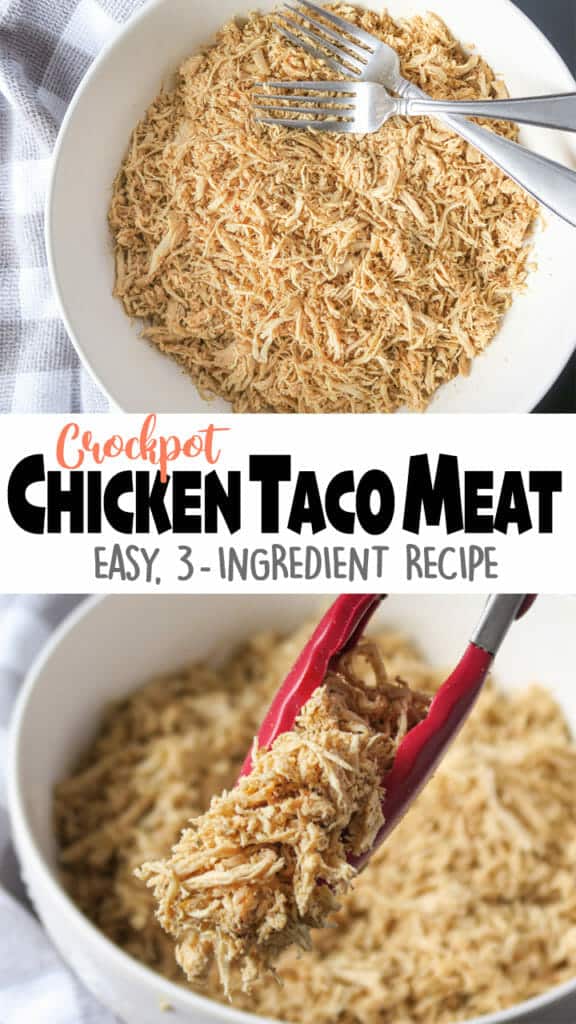 Crockpot Chicken Taco Meat {Easy, 3-Ingredient Recipe}