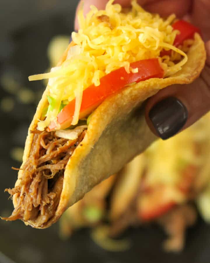 Crispy Shredded Beef Tacos {with Baked Taco Shells}